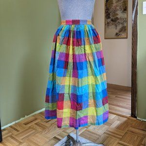 Vintage Bright Plaid Skirt